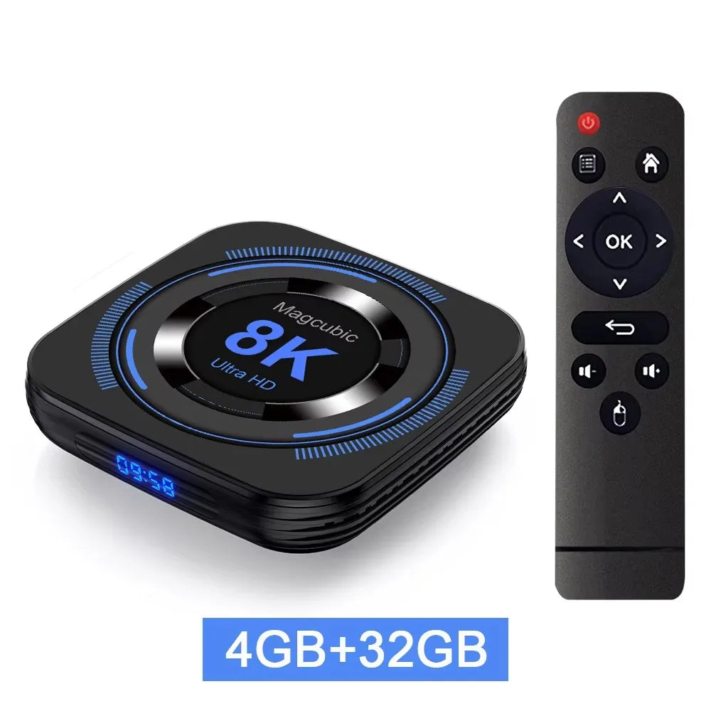 Magcubic Android 12 TV Box 8K Ultra HD – Quad-Core Media Player with Dual Wi-Fi, Bluetooth, Voice Control & 32GB/64GB Storage