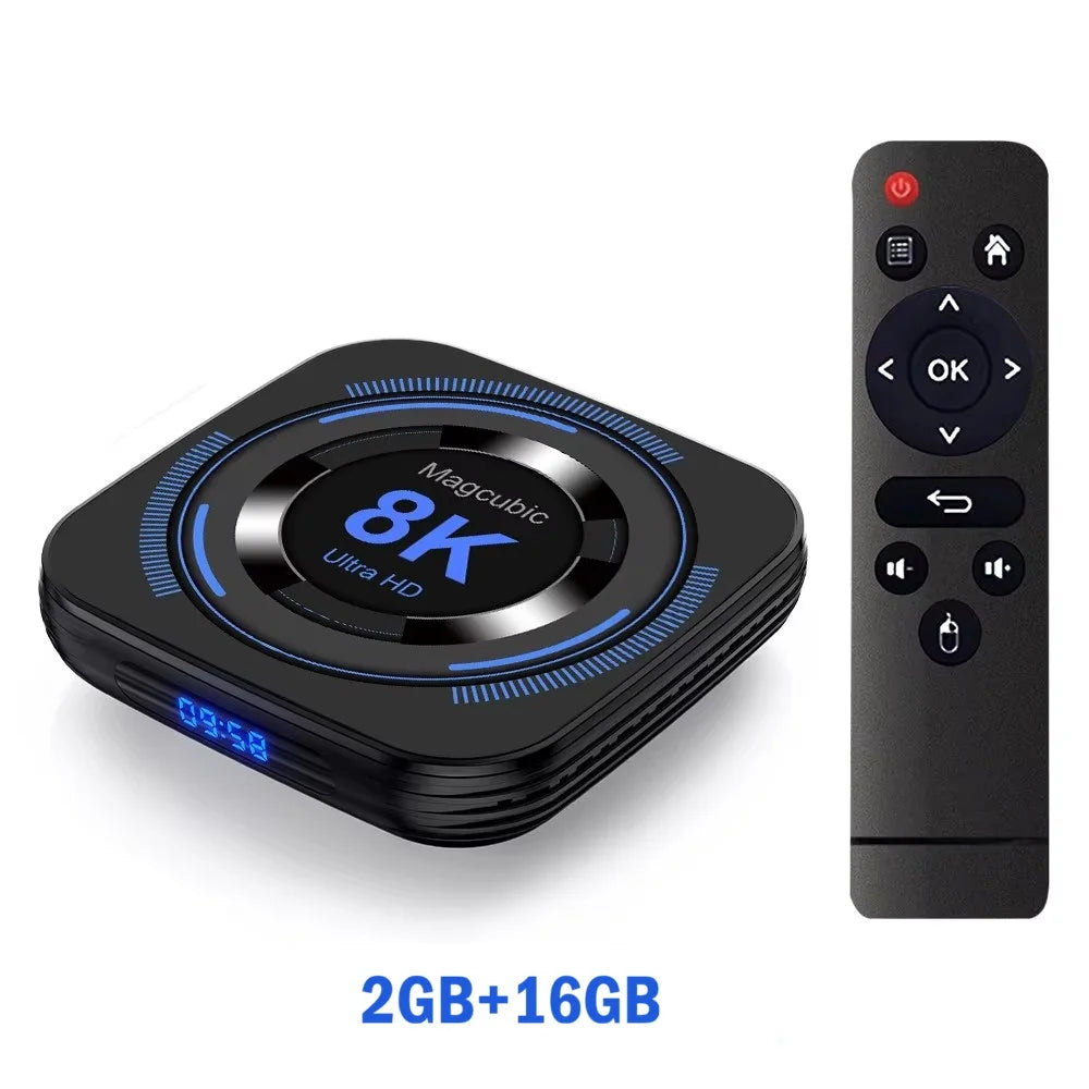 Magcubic Android 12 TV Box 8K Ultra HD – Quad-Core Media Player with Dual Wi-Fi, Bluetooth, Voice Control & 32GB/64GB Storage