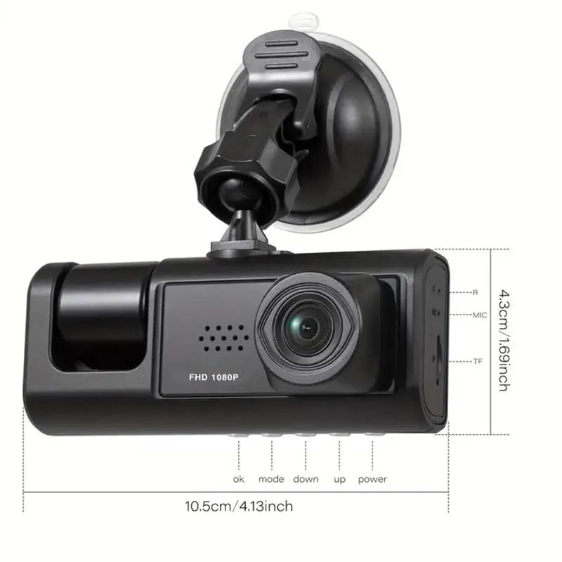 1080P Dual Camera Dash Cam for Cars – Front & Interior Recording, IR Night Vision, Wide-Angle Lens, Loop Recording, Car DVR