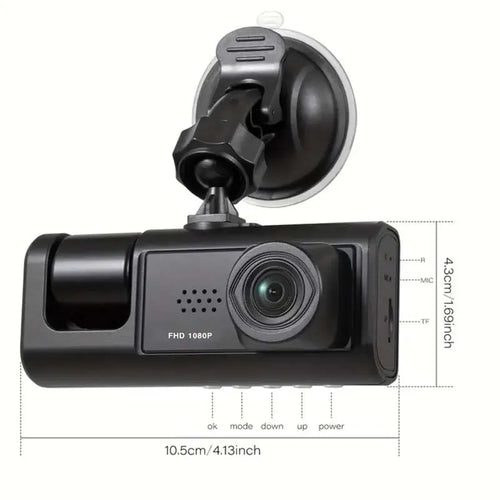 1080P Dual Camera Dash Cam for Cars – Front & Interior Recording, IR Night Vision, Wide-Angle Lens, Loop Recording, Car DVR