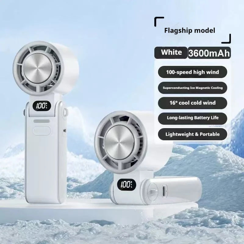 Portable Turbo Handheld Fan | 3600mAh Rechargeable Mini Fan with 100-Speed Control