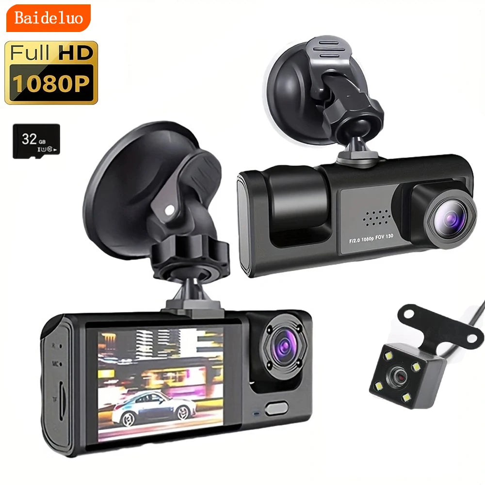 1080P Dual Camera Dash Cam for Cars – Front & Interior Recording, IR Night Vision, Wide-Angle Lens, Loop Recording, Car DVR