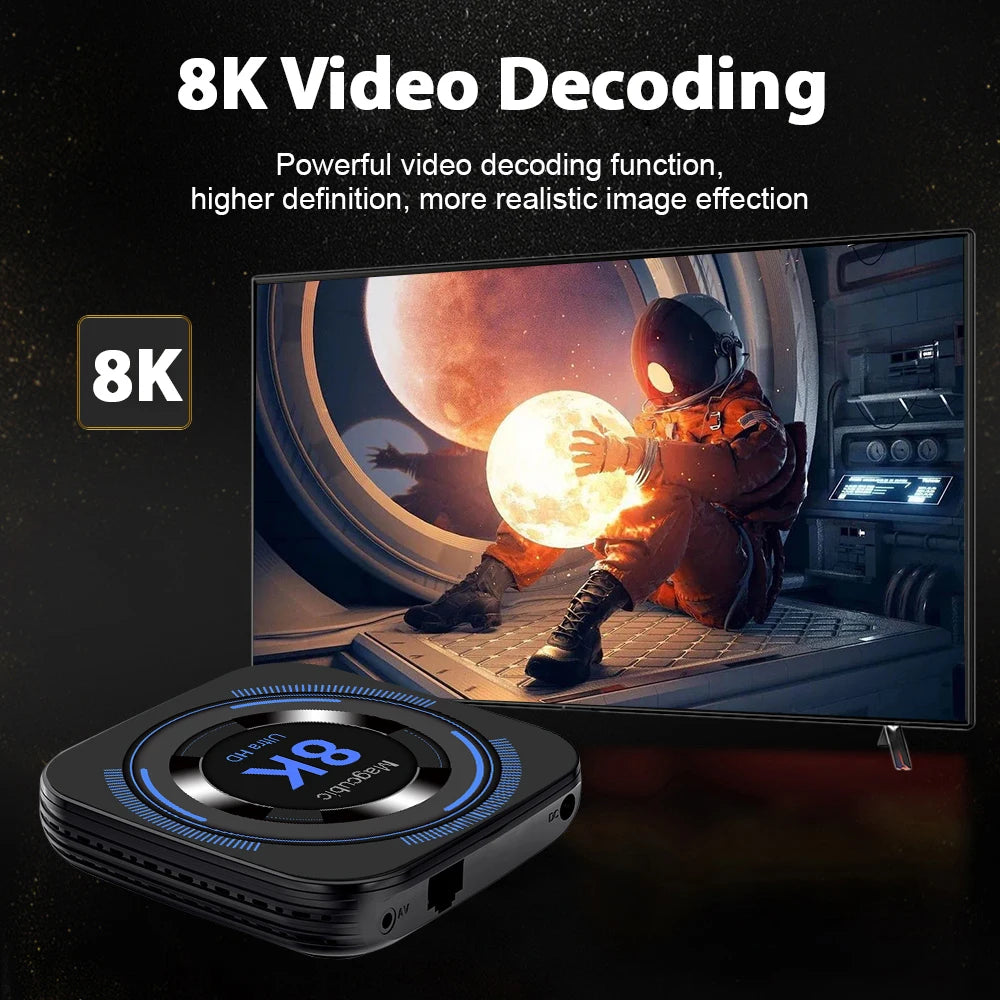 Magcubic Android 12 TV Box 8K Ultra HD – Quad-Core Media Player with Dual Wi-Fi, Bluetooth, Voice Control & 32GB/64GB Storage