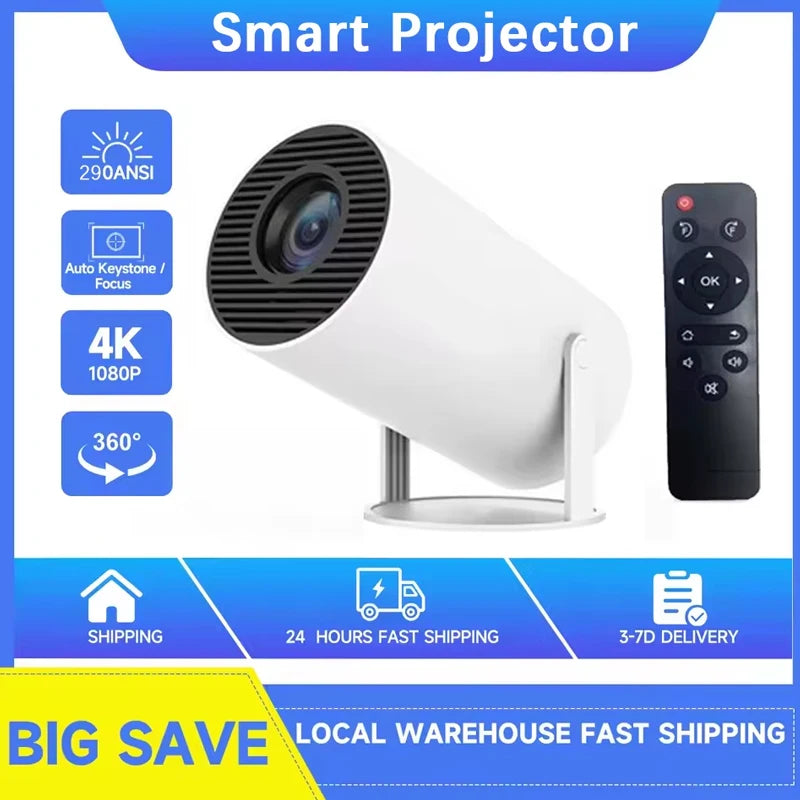HY300 2026 Smart Mini Projector – 290 ANSI | Android 11 | 4K Support | WiFi 6 | Bluetooth 5.0 | Portable Cinema Projector