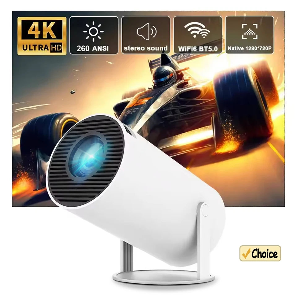 HY300 2026 Smart Mini Projector – 290 ANSI | Android 11 | 4K Support | WiFi 6 | Bluetooth 5.0 | Portable Cinema Projector