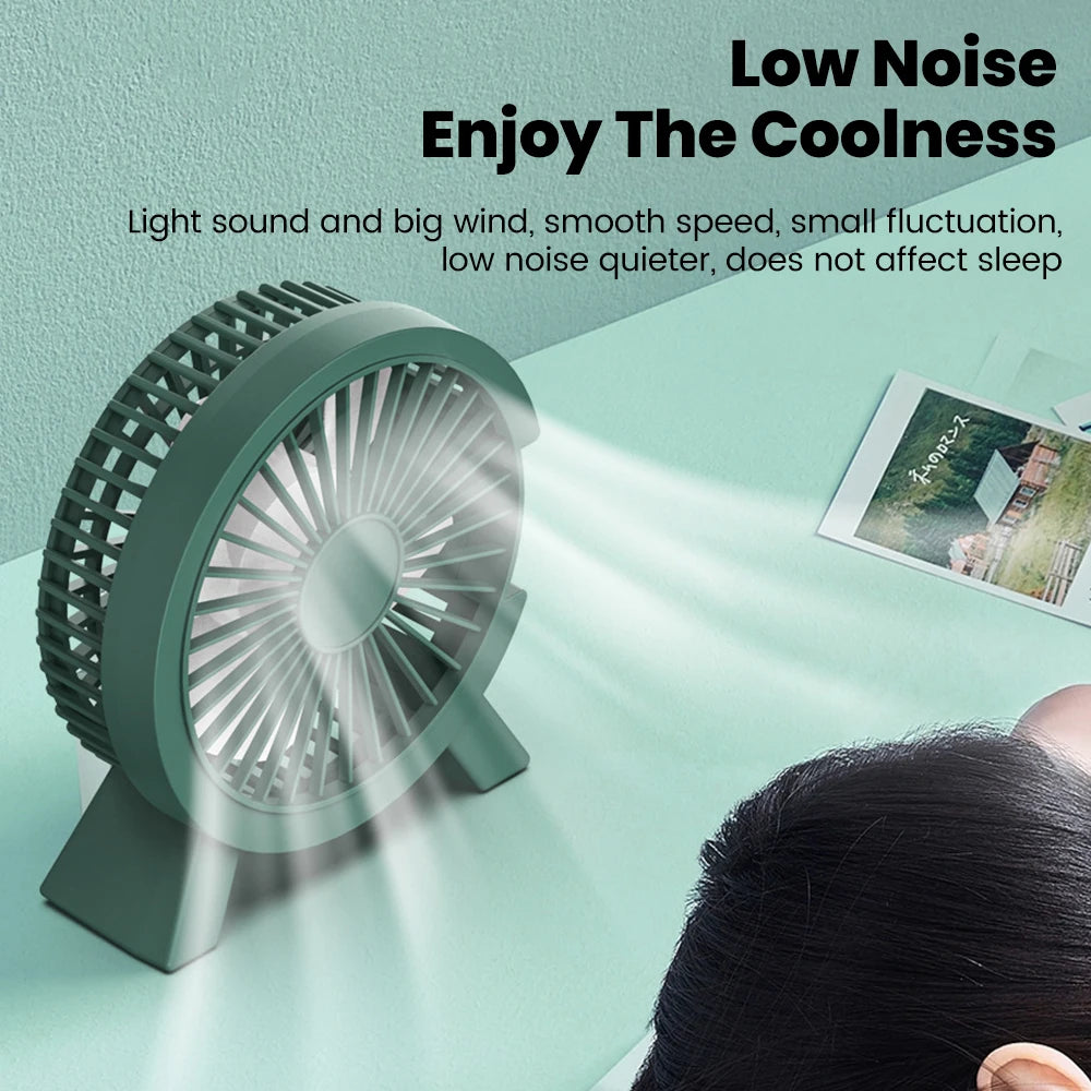 Portable Mini USB Rechargeable Desk Fan – Quiet Cooling Fan for Home, Office, Computer, Student Dormitory & Summer Travel