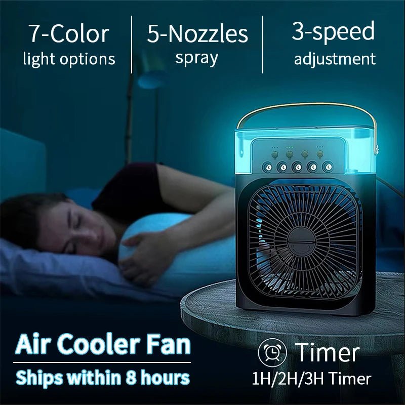 Portable 3-in-1 Air Cooler – Mini Air Conditioner, Humidifier & LED Night Light