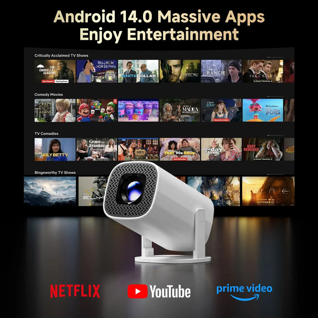 P30 Pro Android 14 Smart Mini Projector | Native 720P, 4K Support, WiFi 6, Bluetooth 5.0 & Screen Mirroring