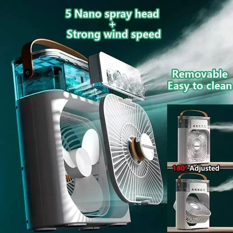 Portable 3-in-1 Air Cooler – Mini Air Conditioner, Humidifier & LED Night Light