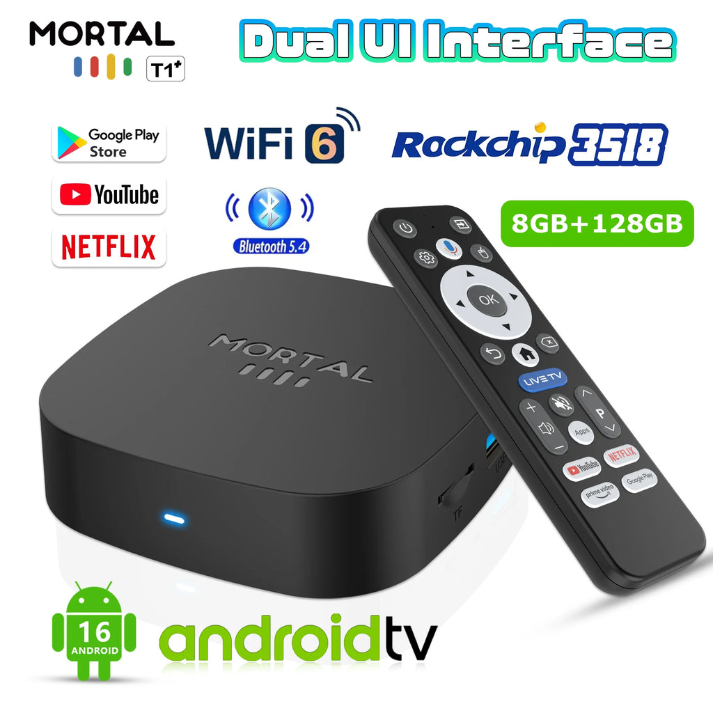T1+ Android 16 TV Box – 8GB RAM / 128GB Storage
