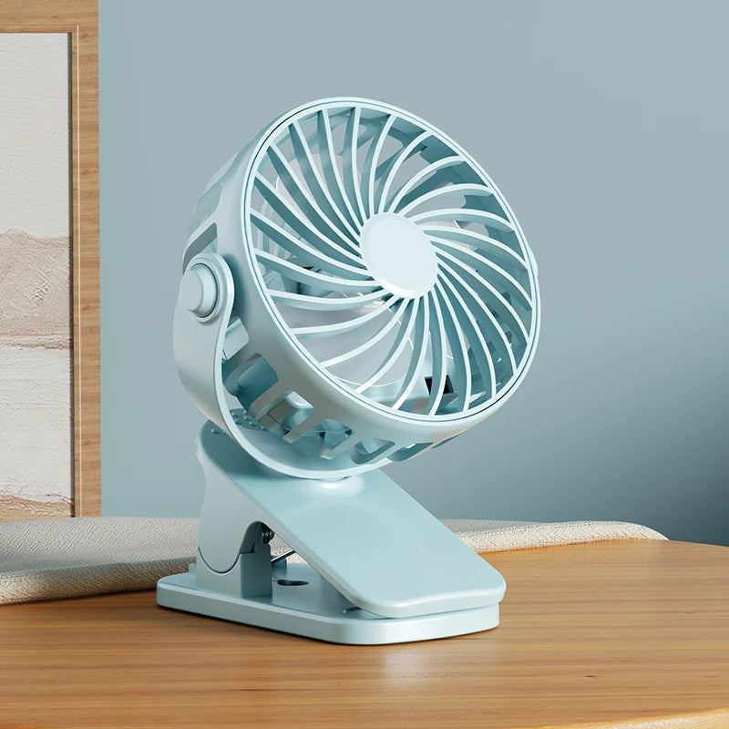 HOMEFISH Portable Rechargeable Clip Fan with LED Night Light – 720° Rotatable Hanging Cooling Fan